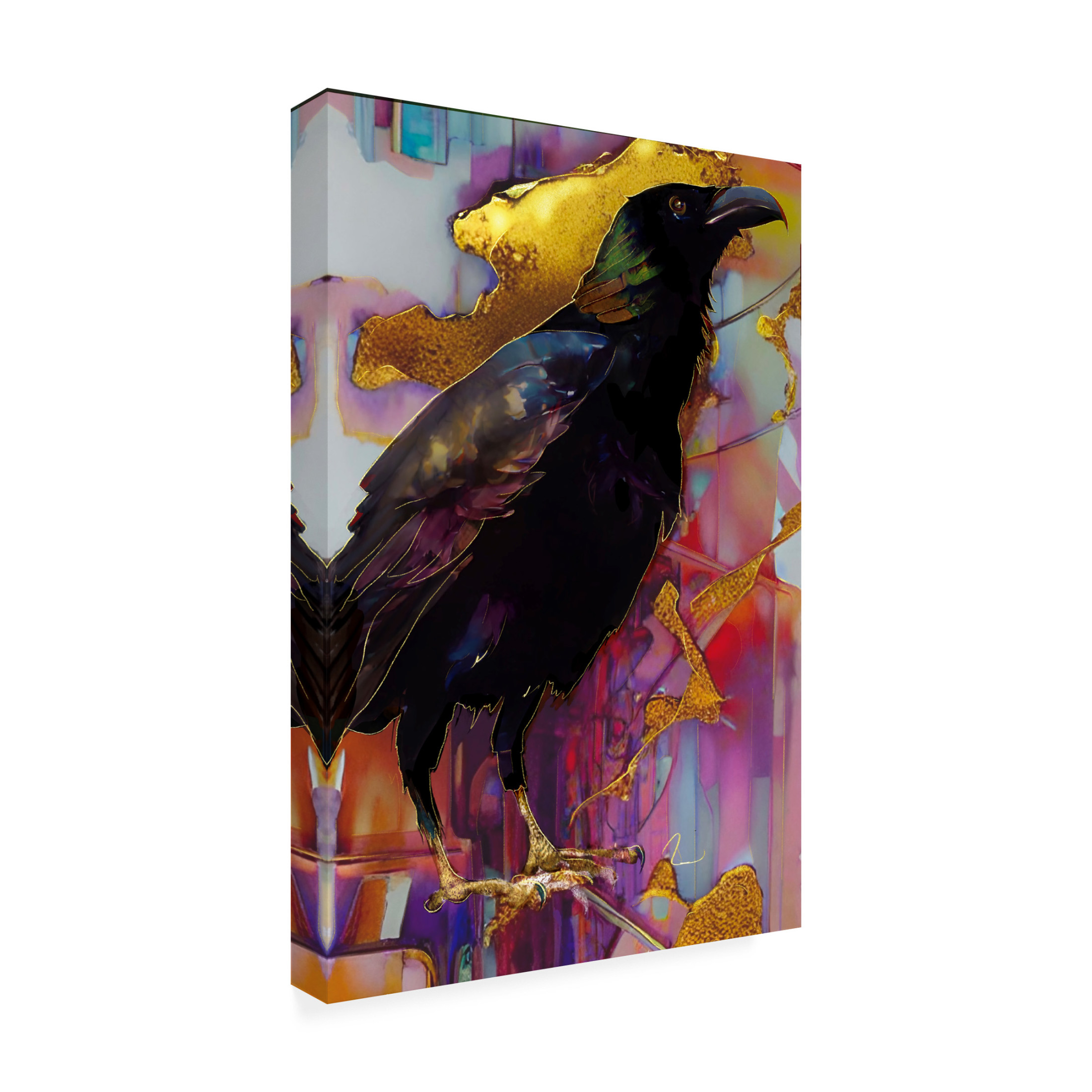 Trademark Fine Art Ruth Day Raven with Pink and Gold Canvas Wall Art
