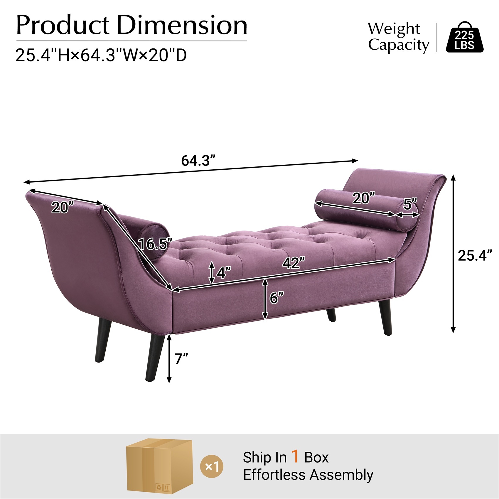 Alvantor Button Tufted End of Bed Benches Velvet Upholstered Bench with Pillows for Bedroom,Living Room, Entryway Purple