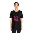 thumbnail image 4 of Love Pink Color Fight Breast Cancer Unisex Jersey Short Sleeve T-shirt, 4 of 12