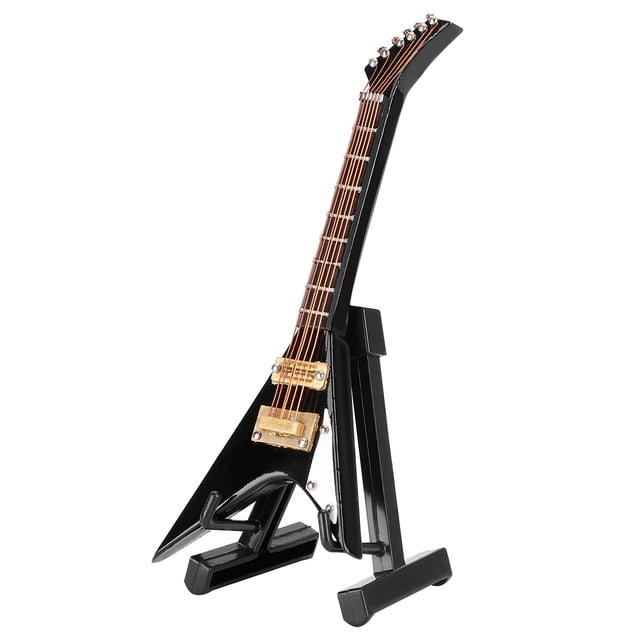 Decoration Guitar Decoration Miniature Ornaments VShaped Mini Musical Instrument Model Gift Black 10cm