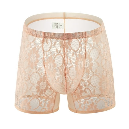 

CLZOUD Mens Underwear Boxer Brief Beige Men s Lace Thong Sex Panties Panties Transparent Men s T Pants Underwear Briefs Xxl