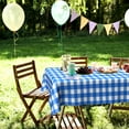 thumbnail image 5 of 2 Packs Blue Gingham Picnic Tablecloths 54 * 108 Inch Deep Blue and White Checkered Tablecloths Disposable Blue Checke Tablecloths Rectangular Table Plastic Tablecloths for Party Tablecloths, 5 of 6