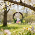 thumbnail image 4 of Kadlawus Easter Wreath Small Bunny Door Hanger for Wall Decoration, Spring Floral Wreath With Eggs And Rabbit, Farmhouse Ornament for Front Door Window Mirror, 4 of 6