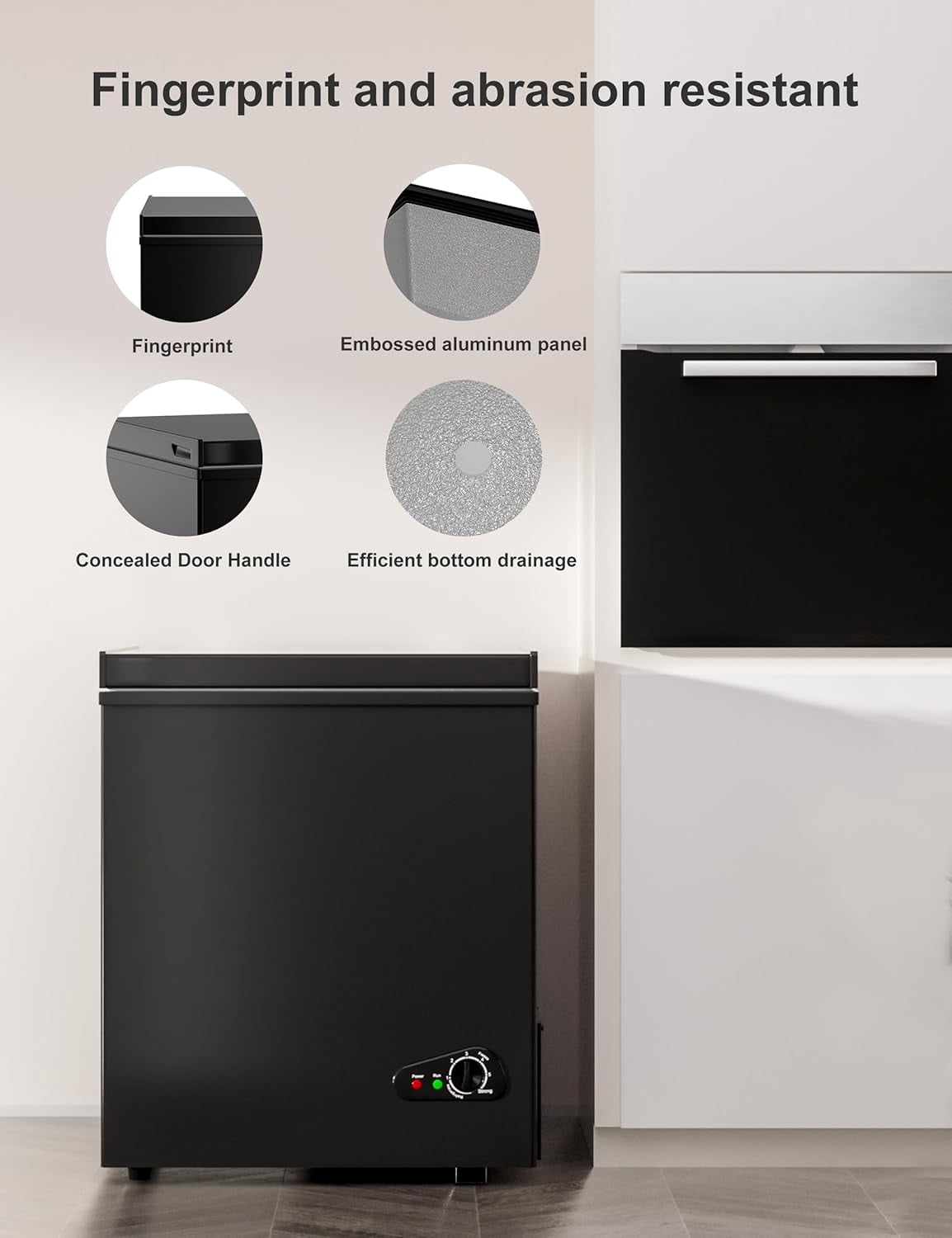 Kcpolre 2.8 Cu.Ft Mini Chest Freezer - 7 Modes Temperature Control, Compact Deep Freezer with Top Open Door, Removable Storage Basket - Black