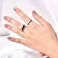 thumbnail image 2 of Anillo de acero de titanio de estilo europeo y americano de estilo retro con diseño de fritilaria blanca y acero de titanio, anillo geométrico de concha con temperamento francés para mujer, 2 of 6