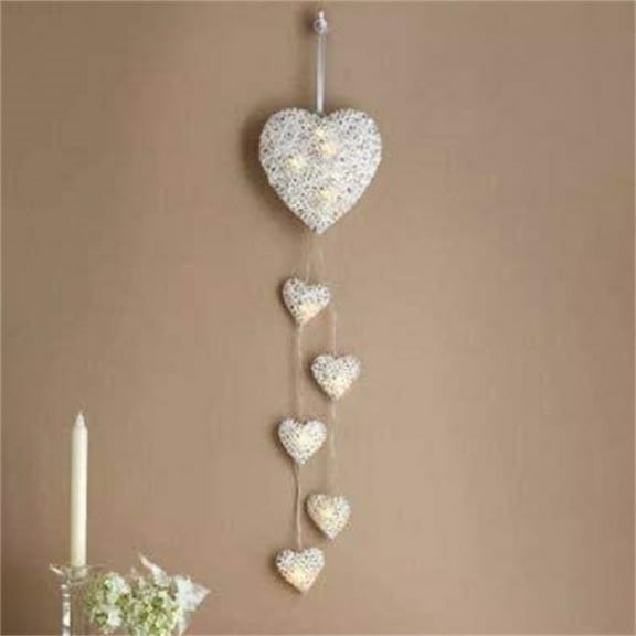 Wicker Heart Shaped LED Valentine's Day Decoration | Warm White Red Fairy Lights | Hanging Light for Bedrooms, Weddings, Parties | 55x15x5cm | 30 Lights | 1-Pack