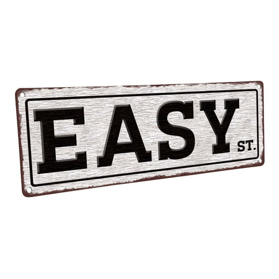 Easy St. 4"x12" Metal Sign, Wall Décor for Mancave, Den, and Gameroom