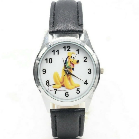 Pluto Dog Cartoon Character Genuine Leather Band Wrist Watch