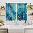 thumbnail image 2 of Modern Turquoise Kitchen Curtains 72 Inch Length, Abstract Teal Gold Marble Textured Grommet Top Bedroom Living Room Curtains, Light Filtering Cafe Curtain Drapes 2 Panels Set 104''x72'', 2 of 9