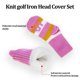 thumbnail image 4 of Fundas de punto para palos de golf, juego de 9 fundas para cabezas de palos de golf con números, protector de cabeza de golf estilo calcetines encantadores de invierno (rosa), 4 of 5