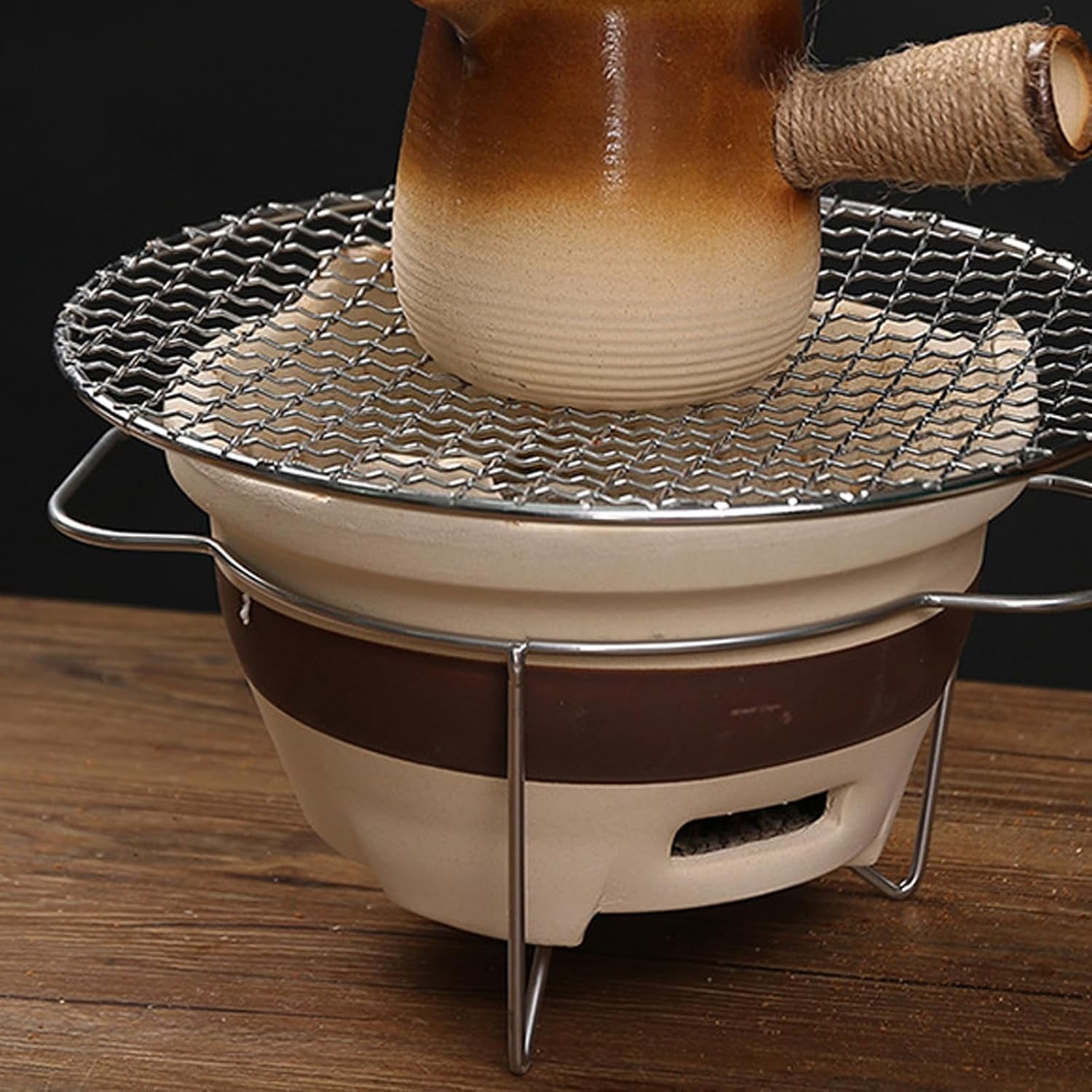 Clay Charcoal Stove, Coarse Ceramic Multifunctional Tea Boiler & Grill, Indoor Outdoor BBQ Compact Portable, for Home Camping