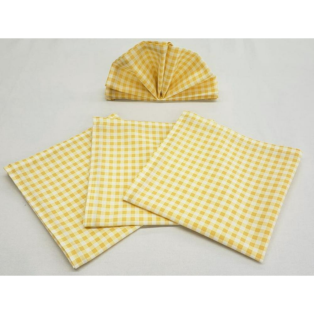 Yellow & White Checked Gingham Gingham Cloth Napkins by Penny's Needful