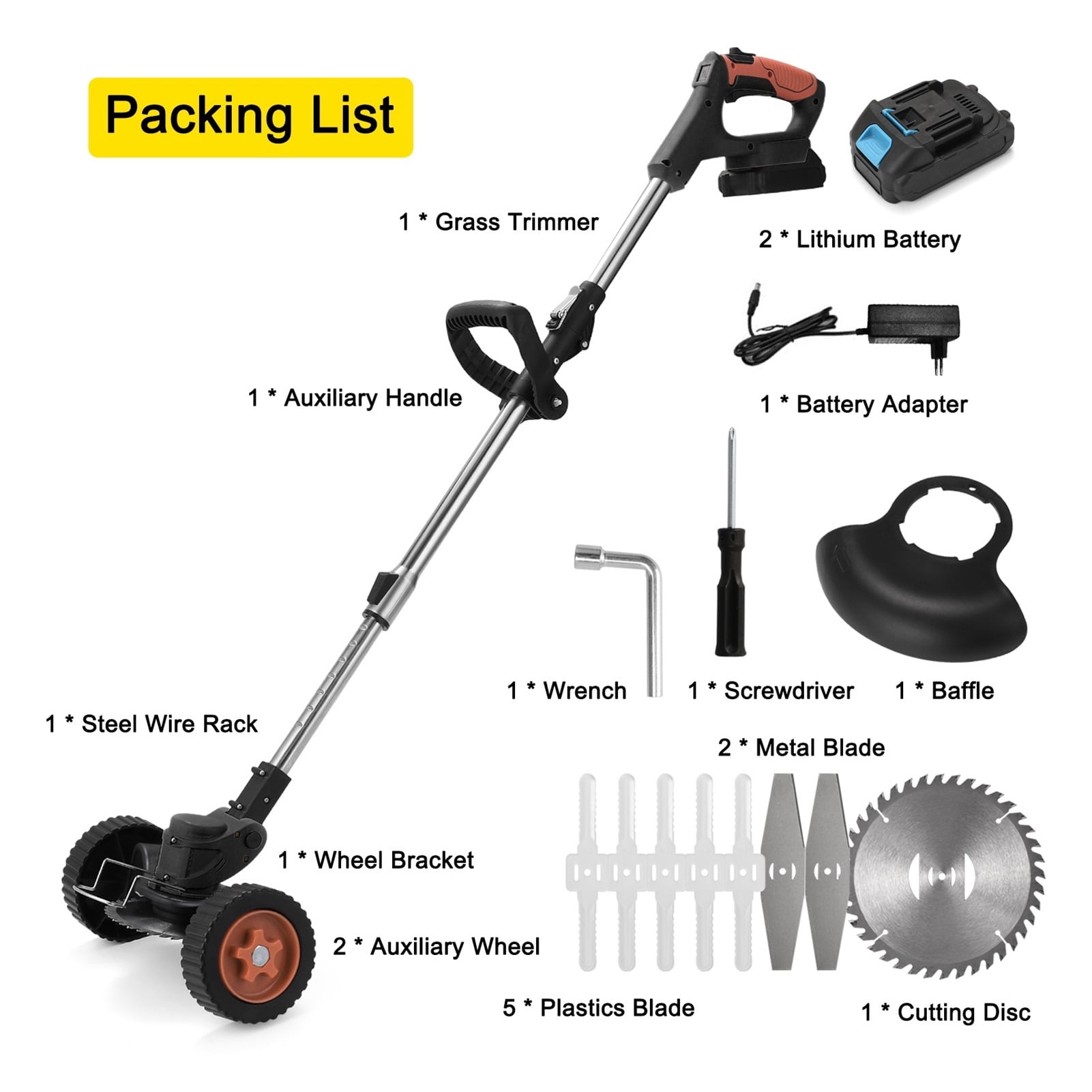 Gardening Tool And Equipment Household Electric Lawn Mower Cordless Rechargeable Lawn Trimmer Professional Electric Brush Cutter ,2 IN 1 Trimmer & Edger