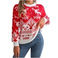 thumbnail image 2 of QUNYINEY Christmas Women's Sweaters Knit Pullover Crew Neck Red Tops Casual Regular Long Sleeve Sweaters, 2 of 8