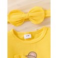 thumbnail image 5 of Suealasg 3Pcs Newborn Baby Girls Fall Outfits Clothes Set 3 6 9 12 18 Months Infant Girls Crew Neck Long Sleeve Bear Print Romper Long Pants Headband Set, 5 of 8