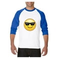 thumbnail image 1 of MmF - Mens Raglan Sleeve Baseball T-Shirts, up to Size 3XL - Emoji with Sunglasses, 1 of 4