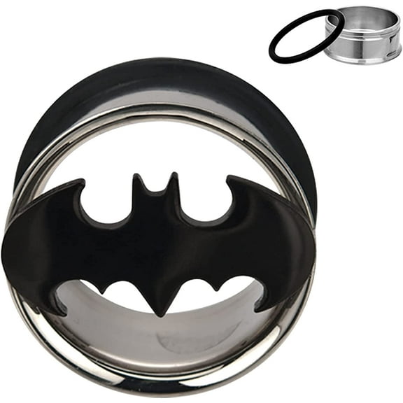 DC Comics Unisex Batman Logo Cut Out Single Flared Tunnels With O Rings
