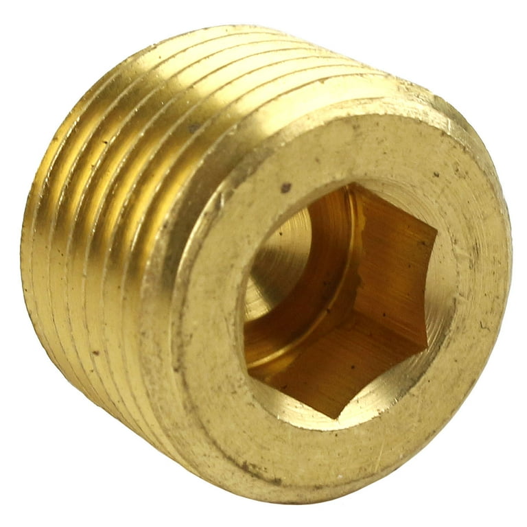 3/8 Solid Brass Male NPT Thread Allen Head Pipe Plug Hex Socket 50135  2-Pack