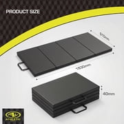 Athletic Works 2ftx6ft Four Folding Exercise Mat, Folding Gymnastics Mat, High-Density EPE Foamed Gym Mat, Black, 1.55 inch Thickness