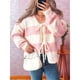thumbnail image 4 of Chaqueta de Punto Holgada Informal con Cuello en V y Larga para Mujer, Cárdigan de Punto con Cordones y Rayas en Contraste. Rosa L, 4 of 10