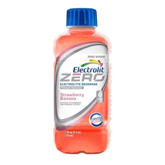 Electrolit Zero, Electrolyte Beverage, Strawberry-Banana, 21 Fl Oz bottle Pack of 12