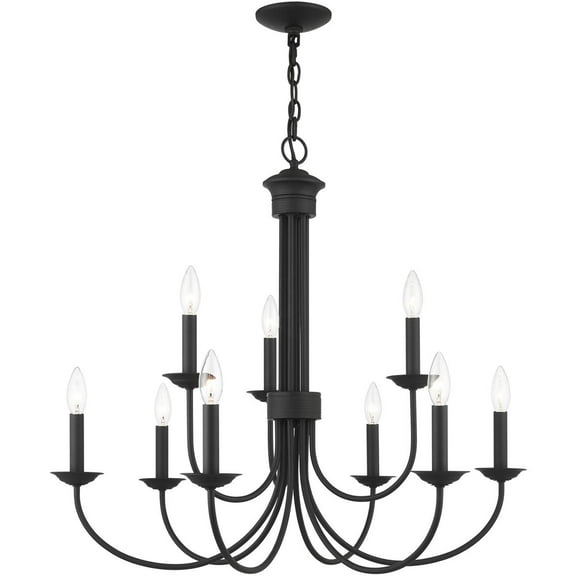 9 Light Black Chandelier with Steel base material