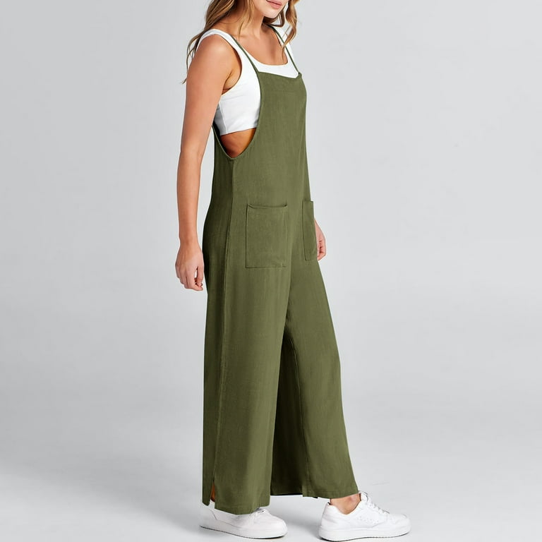 Casual Solid Pocket Slit Strapless Regular Jumpsuits(7 Colors)