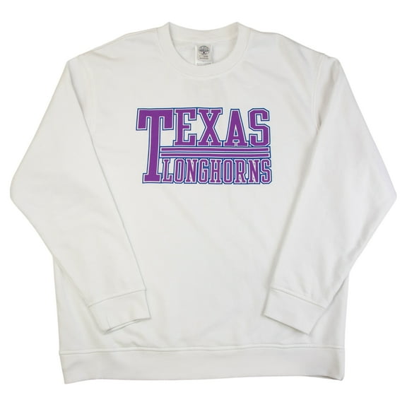NCAA Texas Longhorns Men's Long Sleeve Crew Neck Sweatshirt in White, XL(46/48)