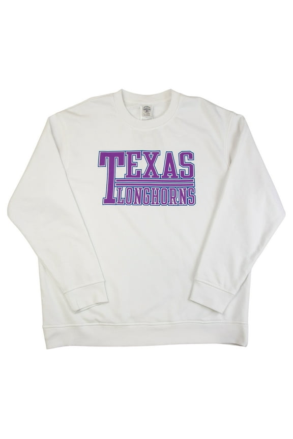 NCAA Texas Longhorns Men's Long Sleeve Crew Neck Sweatshirt in White, XL(46/48)
