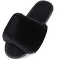 thumbnail image 1 of Pantuflas planas de espuma de piel sintética para mujer, zapatos de casa con punta abierta, sandalias, 1 of 7
