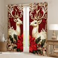 thumbnail image 2 of jejeloiu Christmas Deer Black Out Curtains,Vintage Flower Floral Curtains Pack of 2 (42x63 Each),Red Gold Xmas Bedroom Curtains,Microfiber Bedroom Decor, 2 of 6