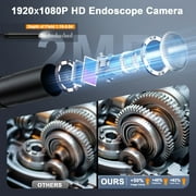 Endoscope Camera with Light,1080P Digital Inspection Borescope Camera Sewer Camera with 2 LCD Screen, 8 LED Lights, 16.4FT Semi-Rigid Cable Cord 8mm IP67 Waterproof Camera for Sewer, Tools(Black)