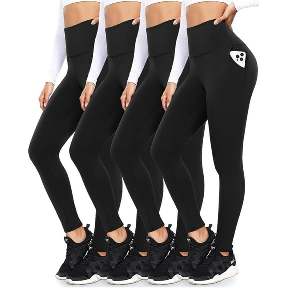 NEIRID  4 Pack Leggings with Pockets for Women,Soft High Waisted Tummy Control Workout Yoga Pants
