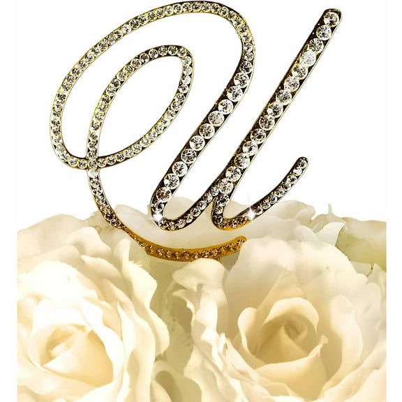 Unik Occasions Victorian Rhinestone Wedding Cake Topper, Gold