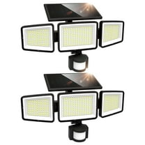 UME Solar Outdoor Lights 302 LED 3000LM, IP65 Waterproof Motion Sensor Outdoor Lights, 3 heads Solar Security Flood Lights 270 Wide Lighting Angle with 3 modes for Garden Patio Yard - 2 Pack
