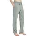 thumbnail image 4 of U2SKIIN Mens Cotton Pajama Pants,  Soft Lightweight Lounge Sleepwear Pj Bottoms with Pockets,(Black/light Grey Mel, L), 4 of 8