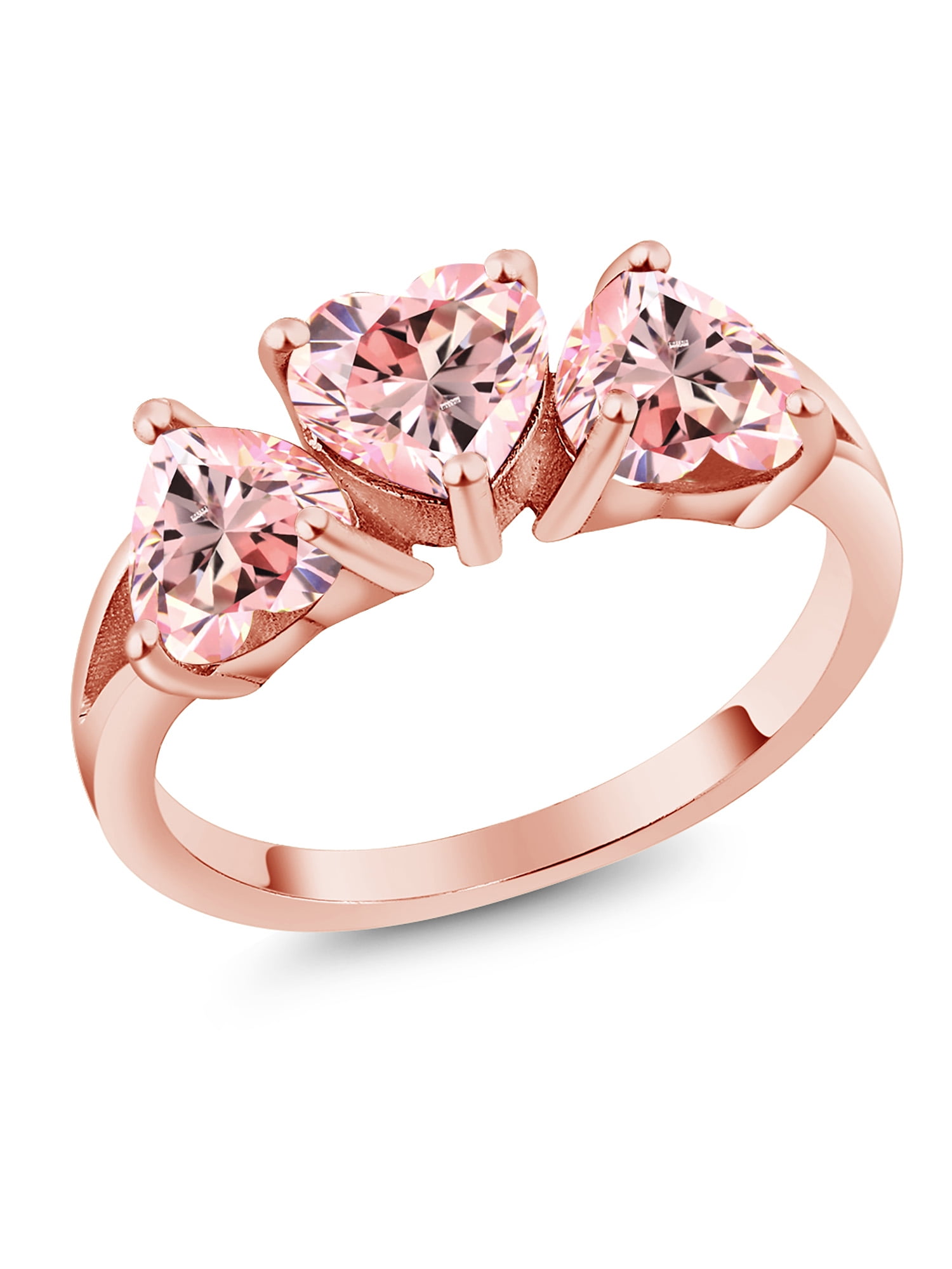 Sterling Silver Rose Gold Plated Pink Morganite CZ Ring Size 5/6/7/8/9/10