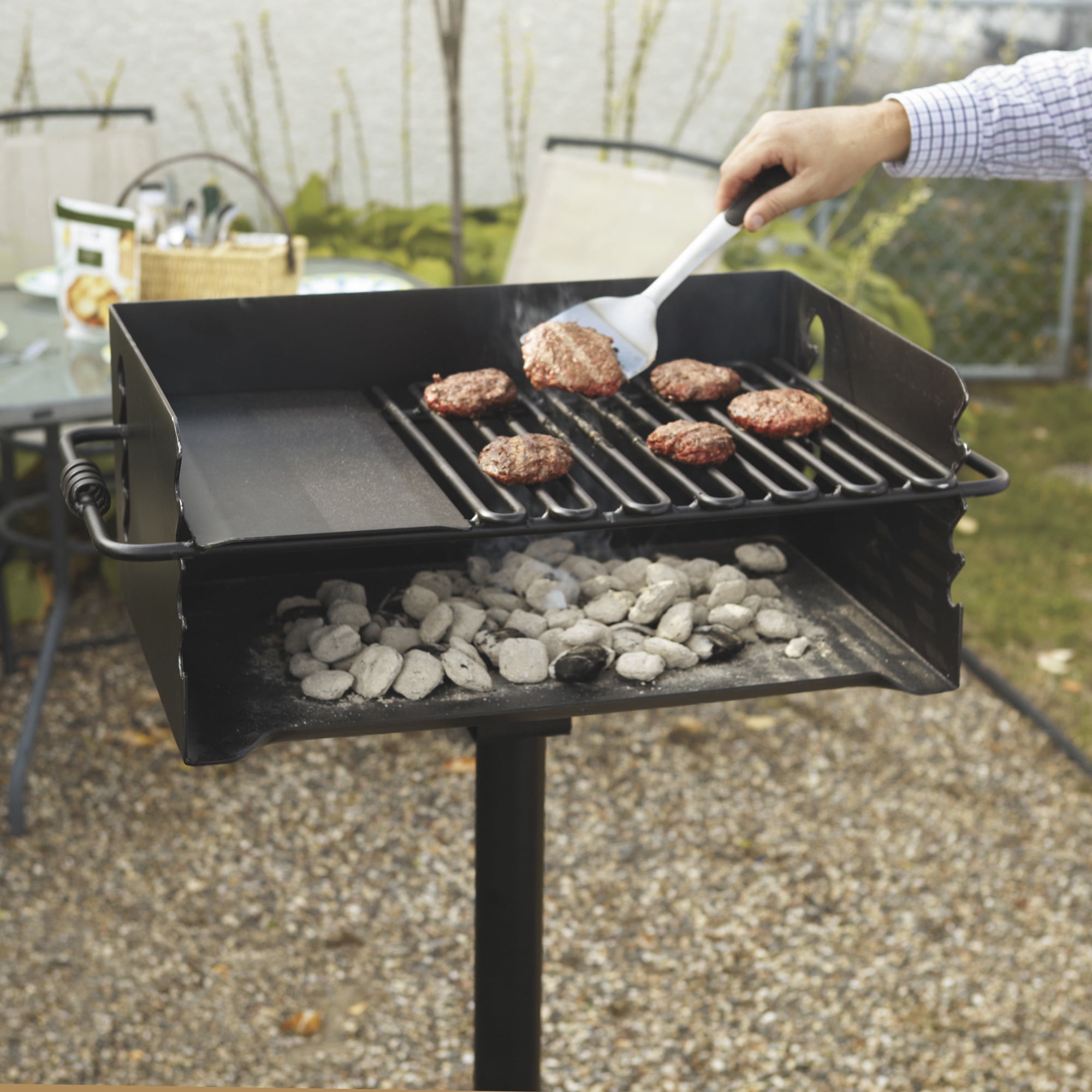 Pilot Rock Heavy-Duty Jumbo Steel Park-Style Charcoal Grill, 24 1/4in. x 16 1/8in., Model# CBP-247