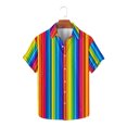 thumbnail image 2 of ZCFZJW Mens Summer Short Sleeve Button Down T-Shirts Casual Colorful Striped Print Hawaiian Tees Tops Loose Fit Collared Beach Shirts Multicolor#09 M, 2 of 5