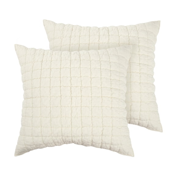 Levtex Home - Whisper Butter Euro Sham Set - 2 Euro Shams (26x26in.) - Textured Grid - Cotton - Inserts Not Included