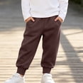 thumbnail image 6 of DJDLJWCJ Boys Cotton Sweatpants Soft Comfy School Uniform Pants with Elastic Waist Solid Color Casual Pants Coffee Size 10, 6 of 9