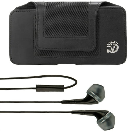 Belkin Hands Free Leather Case - BUNDLE: Professional Vegan Leather Horizontal Smartphone Holster Case (Black) & Deluxe Stereo Hands-Free Headset fits Smartphones up to 6.7-inch iPhone XS Max / XR / 8+ Galaxy Note 9 / 8 S10 5G / S10+
