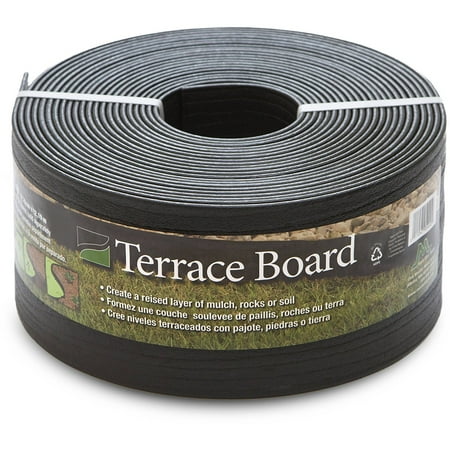 Terrace Board - Black Terrace Board Garden Landscape Edging Coil, 5-Inch By 40 Foot with 10-Piece Yard Landscape Stakes, Creates a raised layer of mulch, rocks or soil By Master Mark Plastics
