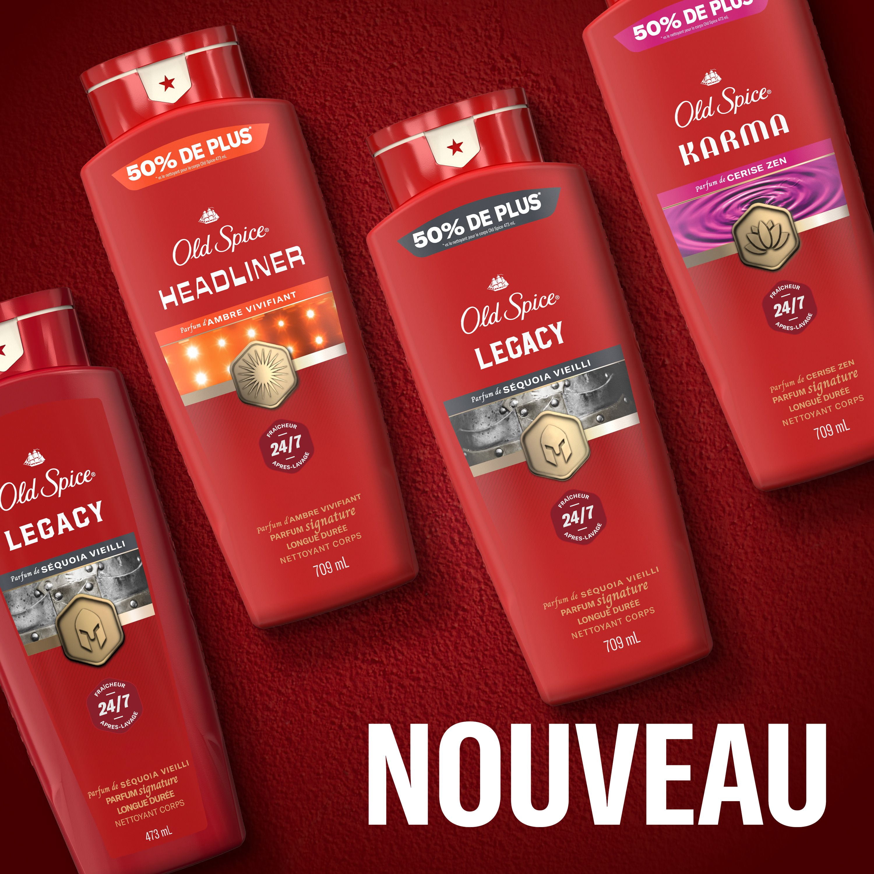 Old Spice Red Collection Body Wash for Men, Legacy Scent, Refreshing Clean, Moisturizing Formula, Long-Lasting Fragrance, 709ml
