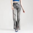 thumbnail image 2 of MIXUE Jeans For Women Solid Color Baggy High Waist E Girl Style Casual Vintage Denim Loose Straight Leisure Trousers Daily-Wear,Blue,L, 2 of 6