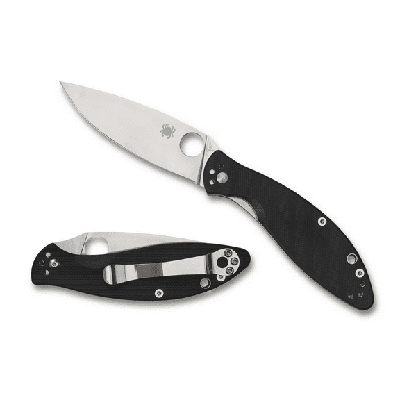 Spyderco Knives Spyderco Astute Folding Knife Black G10 3.02in Satin Plain Blade SPC252GP