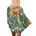 thumbnail image 4 of Rovga Women'S Swimwear Cover Ups Fashion Floral Print Chiffon Swim Cardigan 3/4 Sleeve Loose Beach Wear Cover Up Blouse Top Xl Green, 4 of 7