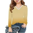 thumbnail image 4 of Piuwrlz Kids Long Sleeve Shirts Girls T-Shirts Printed V-neck V-neck T Shirt Tops Yellow Size 13 Years, 4 of 8