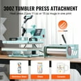 thumbnail image 3 of VEVOR Heat Press Machine, 12 x 15 inch, 5 in 1 Heat Transfer Machine with 30 oz Tumbler Press, 360° Swing Away T-Shirt Pressing, Digital Precise Control, for T-Shirts/Mugs/Hats/Plates, Green, 3 of 9