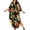 Dark Green, variant on Women's Tropical Floral Print Kaftan Cover Up Dress with Batwing Sleeves and V-Neck Design Featuring Flowy Chiffon Fabric and Side Slit Hem Blue